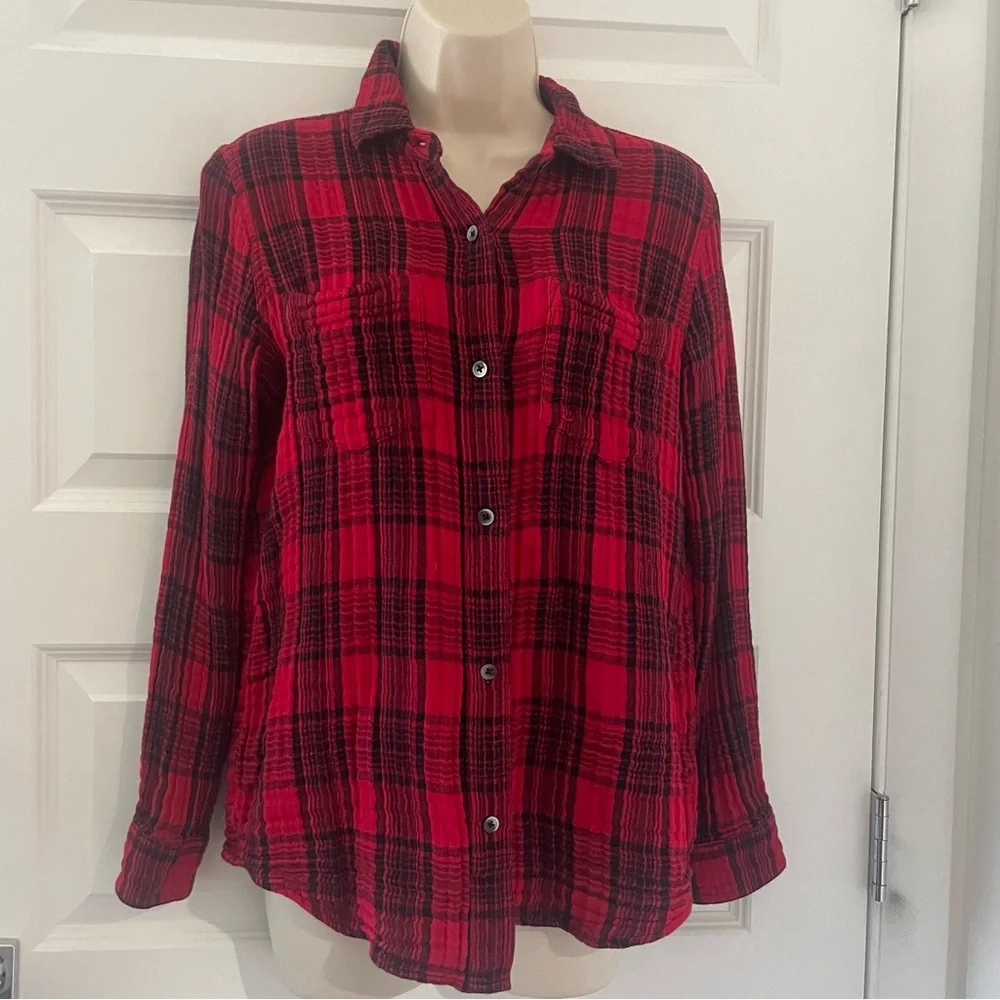 Madewell Red Plaid Button-Up Shirt - S